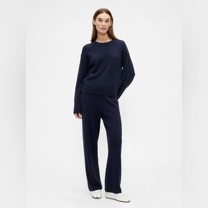NWT GAP CashSoft Relaxed Ribbed Sweater Pants Navy Uniform Blue